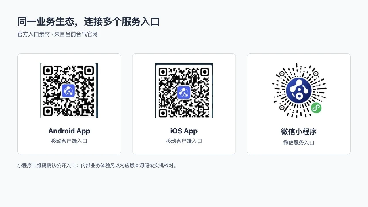 合气网官方 Android iOS 与微信小程序入口